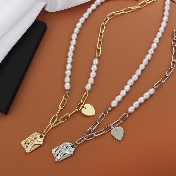 chains lifefontier vintage heart geometric face pendants choker necklace baroque irregular pearl metal chain for women jewelry, Silver
chains lifefontier vintage heart geometric face pendants choker necklace baroque irregular pearl metal chain for women jewelry, Silver
