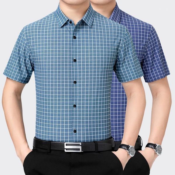 men's dress shirts summer middle aged short sleeve shirt casual lapel plaid fashion breathable no iron mercerized cotton men, White;black
men's dress shirts summer middle aged short sleeve shirt casual lapel plaid fashion breathable no iron mercerized cotton men, White;black