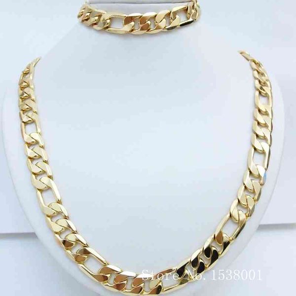 jewelry sets solid yellow gold filled men's necklace+bracelet set figaro curb chain 24"+8.6", Black
jewelry sets solid yellow gold filled men's necklace+bracelet set figaro curb chain 24"+8.6", Black
