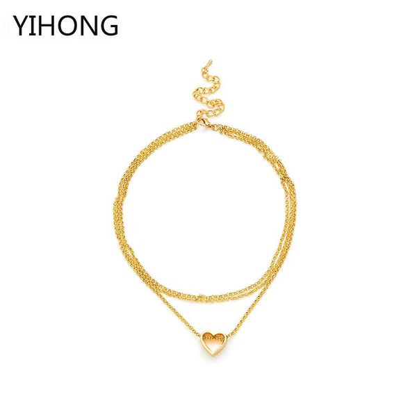 pendant necklaces heart layered chain necklace gold color multilayer charm colar choker bijoux feme, Silver
pendant necklaces heart layered chain necklace gold color multilayer charm colar choker bijoux feme, Silver