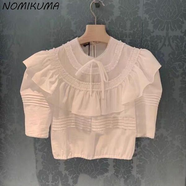 women's blouses & shirts nomikuma sweet bow tie o-neck women korean ruffle patchwork chic summer 2021 puff sleeve blusas 6k174, White
women's blouses & shirts nomikuma sweet bow tie o-neck women korean ruffle patchwork chic summer 2021 puff sleeve blusas 6k174, White