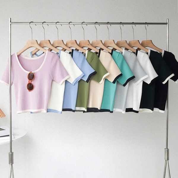 women's t-shirt cropped women summer clothing 2021 knitted short sleeve o-neck slim basic base tee shirt femme casual fashion, White
women's t-shirt cropped women summer clothing 2021 knitted short sleeve o-neck slim basic base tee shirt femme casual fashion, White
