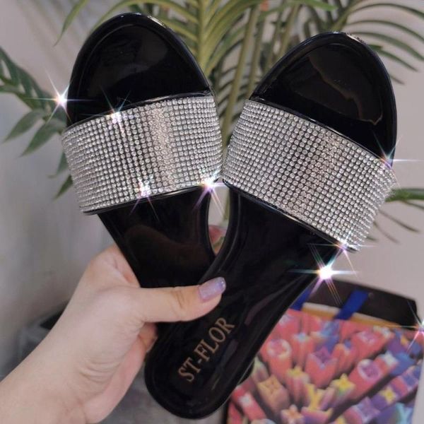 slippers low price jelly flip fops rhinestone slide flat shoes women open toe crystal, Black
slippers low price jelly flip fops rhinestone slide flat shoes women open toe crystal, Black
