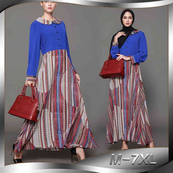 fine national fashion women's blue print moslem dubai robe 9061, Red