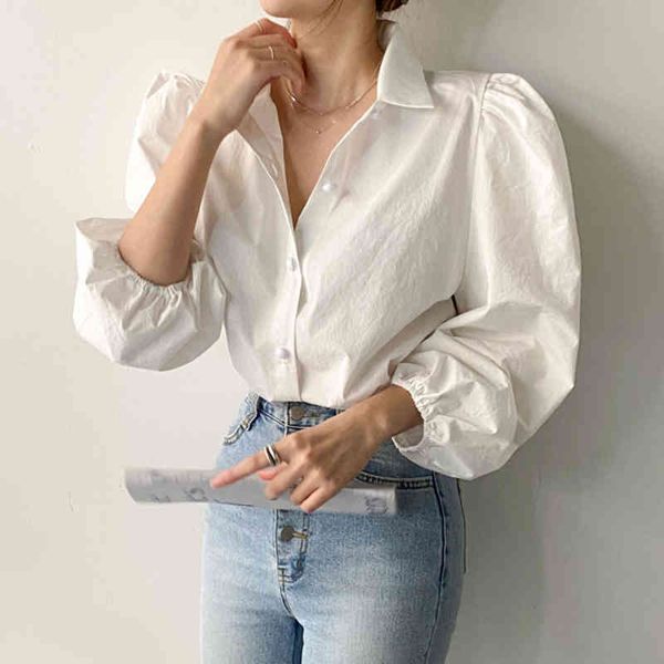 mouleva 2021 women spring summer shirt sleeves vintage fashions elegant korean style wild lady, White
mouleva 2021 women spring summer shirt sleeves vintage fashions elegant korean style wild lady, White