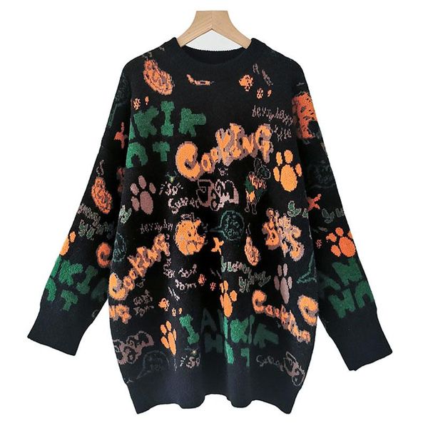 women's sweaters vsue women pullovers animal black gray beige cartoon autumn winter oversize knitted warm casual crew neck m0298, White;black
women's sweaters vsue women pullovers animal black gray beige cartoon autumn winter oversize knitted warm casual crew neck m0298, White;black