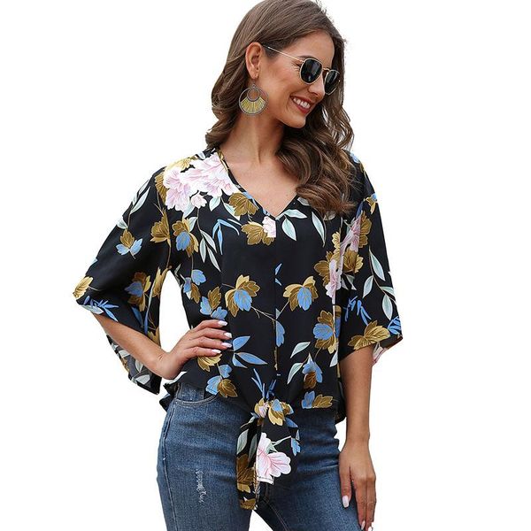 women blouse shirt plus size flare sleeve v-neck chiffon floral print casual summer blouses blusas female women's & shirts, White
women blouse shirt plus size flare sleeve v-neck chiffon floral print casual summer blouses blusas female women's & shirts, White