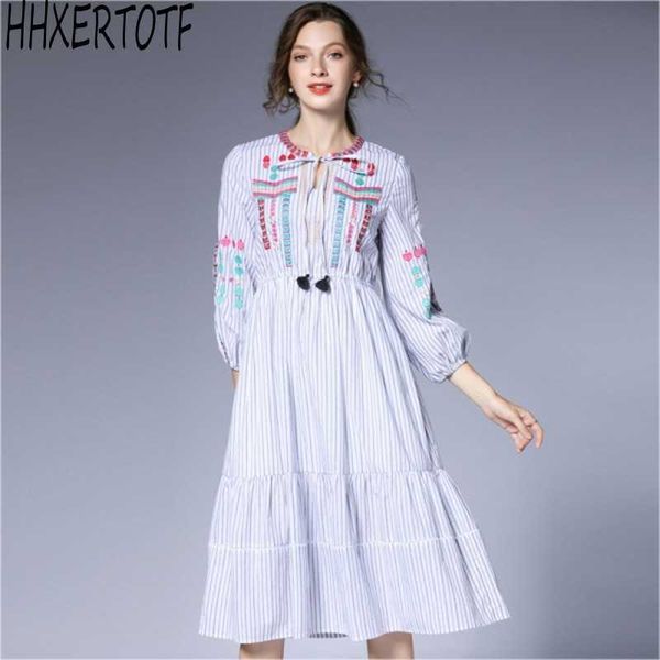 spring casual women o neck lantern sleeve embroidered cotton striped dress vestidos 210531, Black;gray
spring casual women o neck lantern sleeve embroidered cotton striped dress vestidos 210531, Black;gray