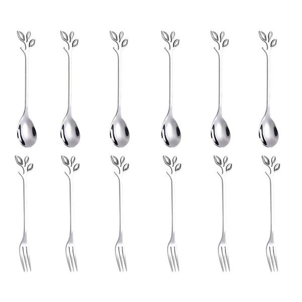 12pcs stainless steel silver leaf coffee cake spoon fork-creative tableware dessert spoons, stirring, mixing dinnerware sets
12pcs stainless steel silver leaf coffee cake spoon fork-creative tableware dessert spoons, stirring, mixing dinnerware sets