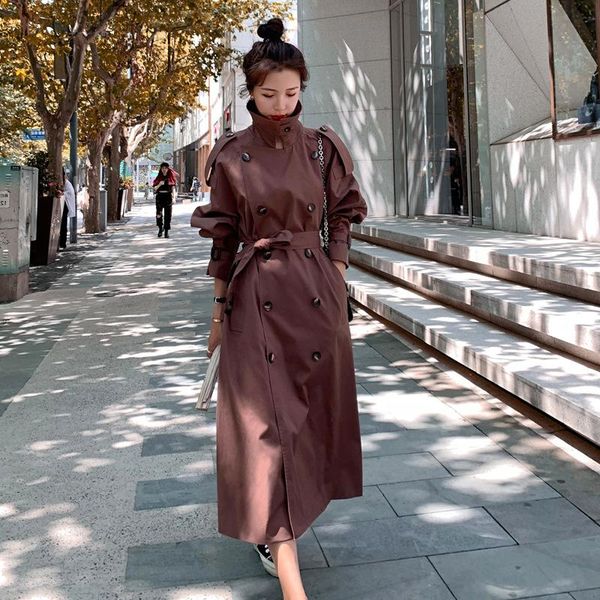 women's trench coats double breasted shawl collar brown belted long coat outerwear, Tan;black
women's trench coats double breasted shawl collar brown belted long coat outerwear, Tan;black