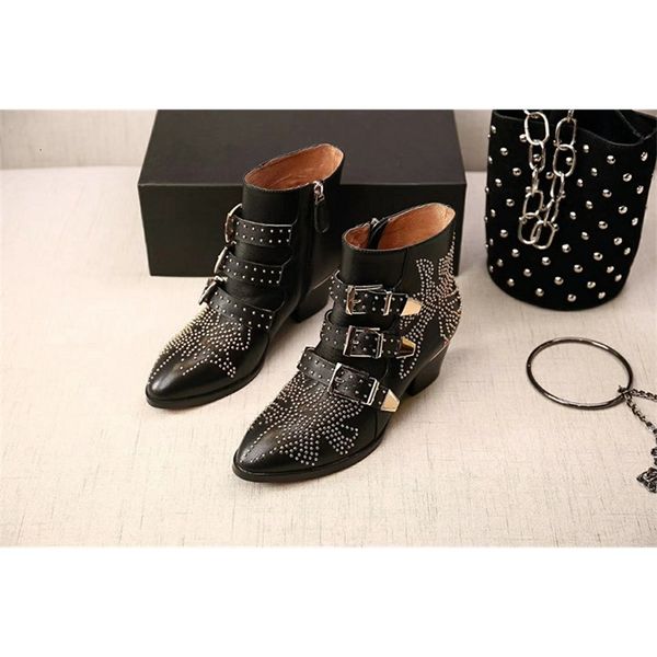 boots wholesale rivet small sharp on genuine locomotive, Black