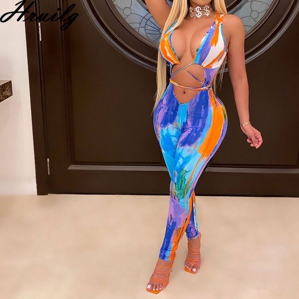 fashion bodycon jumpsuit tie-dye wrap chest strappy colorful clubwear skinny deep v neck women's clothing summer 210520, Black;white
fashion bodycon jumpsuit tie-dye wrap chest strappy colorful clubwear skinny deep v neck women's clothing summer 210520, Black;white