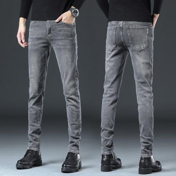 men's jeans summer gray trendy brand pretty young style slim stretch pants straight trousers trend thin section, Blue
men's jeans summer gray trendy brand pretty young style slim stretch pants straight trousers trend thin section, Blue
