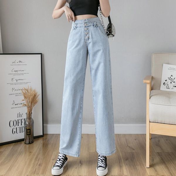 women's jeans 2021 arrival wide-legged pants fashionable high waist button front casual loose streetwear female long, Blue
women's jeans 2021 arrival wide-legged pants fashionable high waist button front casual loose streetwear female long, Blue