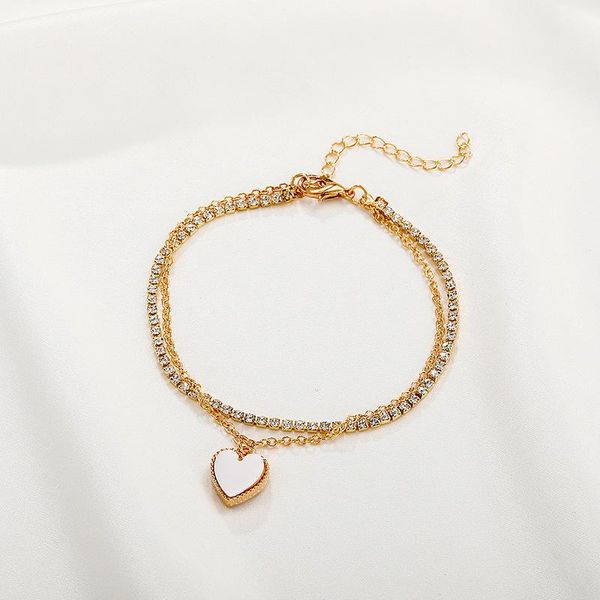 link, chain origin summer sweet double-layer love heart bracelets for women girls bling rhinestone metallic jewelry, Black
link, chain origin summer sweet double-layer love heart bracelets for women girls bling rhinestone metallic jewelry, Black