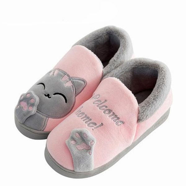 women slippers home winter warm cartoon cat shoes fur comfortable at platform slides genuin, Black 
women slippers home winter warm cartoon cat shoes fur comfortable at platform slides genuin, Black