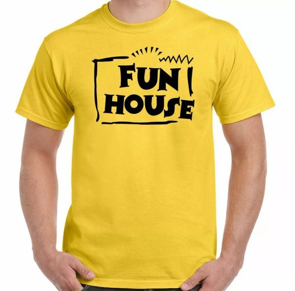fun house t-shirt mens retro fancy dress stag doo 80s 90s tv show, White;black
fun house t-shirt mens retro fancy dress stag doo 80s 90s tv show, White;black