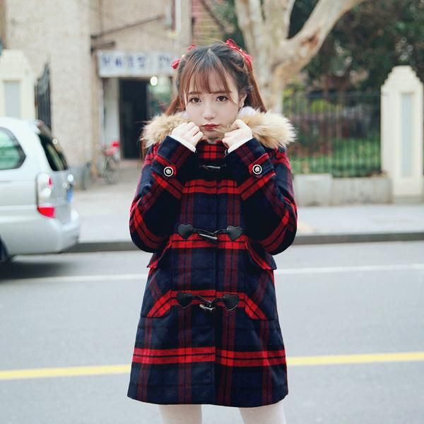 women's wool & blends bobon21 princess sweet lolita coat exclusive design institute wind love stick raccoon fur jacket with hood grid c, Black
women's wool & blends bobon21 princess sweet lolita coat exclusive design institute wind love stick raccoon fur jacket with hood grid c, Black