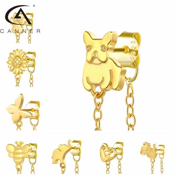 single animal chain earrings 925 sterling silver piercing stud butterfly honeybee heart dog elephant cat pendientes, Golden;silver
single animal chain earrings 925 sterling silver piercing stud butterfly honeybee heart dog elephant cat pendientes, Golden;silver