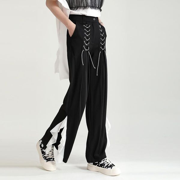 women's pants & capris superaen 2021 summer fashion patchwork hit-and-roll chiffon fork high-waist flared women asymmetrical slim casua, Black;white
women's pants & capris superaen 2021 summer fashion patchwork hit-and-roll chiffon fork high-waist flared women asymmetrical slim casua, Black;white