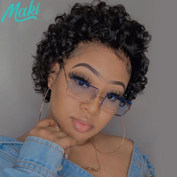 lace wigs maki hair glueless pixie wig cut preplucked bob bouncy front short curly 13x1lace human, Black;brown
lace wigs maki hair glueless pixie wig cut preplucked bob bouncy front short curly 13x1lace human, Black;brown