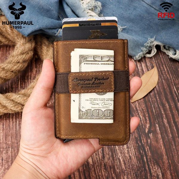 card holders humerpual anti-theft id holder rfid aluminium metal wallets case cow leather men up box porte carte, Brown;gray
card holders humerpual anti-theft id holder rfid aluminium metal wallets case cow leather men up box porte carte, Brown;gray