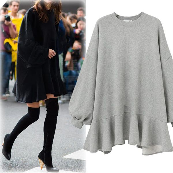 women dress 2021 spring winter fashion pullover casual short dresses solid color wild loose plus ruffled, Black;gray
women dress 2021 spring winter fashion pullover casual short dresses solid color wild loose plus ruffled, Black;gray