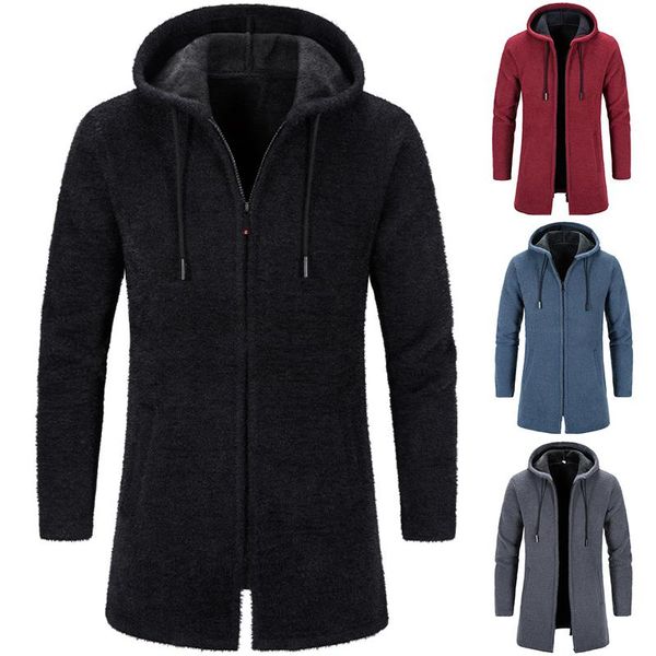 men's sweaters hooded coat winter solid color warm knit cardigan and fleece casual fashion medium length windbreaker, White;black
men's sweaters hooded coat winter solid color warm knit cardigan and fleece casual fashion medium length windbreaker, White;black