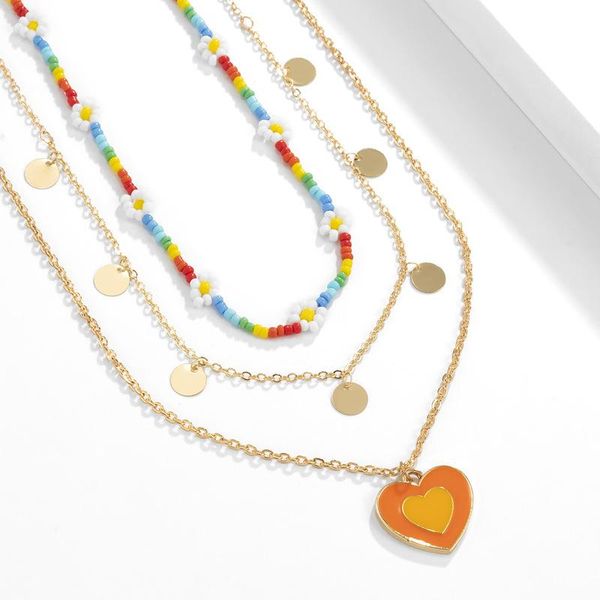 chokers lovely three layers orange colour enamel love heart pendant necklace for women colorful beaded accessories, Golden;silver
chokers lovely three layers orange colour enamel love heart pendant necklace for women colorful beaded accessories, Golden;silver