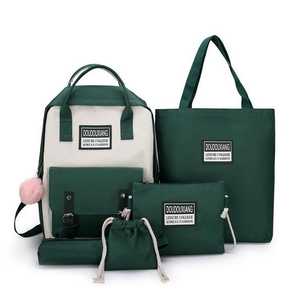 5pcs/set canvas school bag for teenager girls student women travel lapbackpacks female book bags
5pcs/set canvas school bag for teenager girls student women travel lapbackpacks female book bags