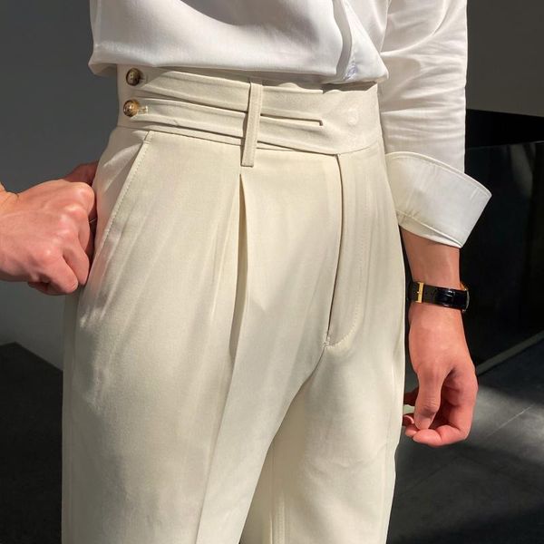 men's suits & blazers 2021 dress ankle pants men british high waist straight social trousers pant italian mens formal pantalones hombre, White;black
men's suits & blazers 2021 dress ankle pants men british high waist straight social trousers pant italian mens formal pantalones hombre, White;black
