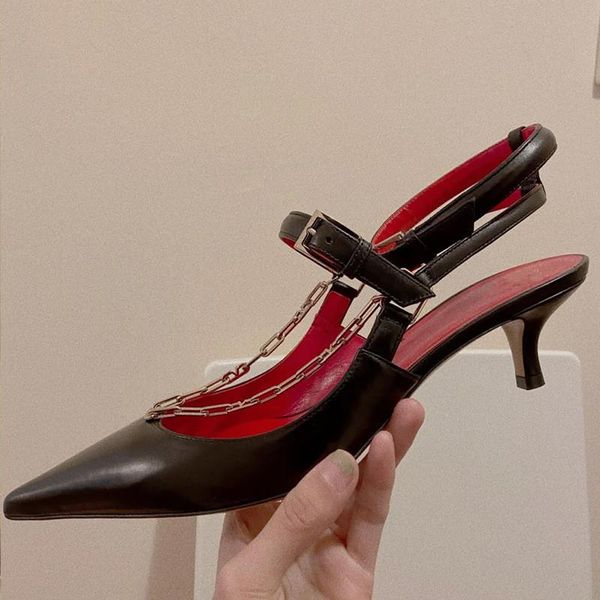sandals style womens shoes with pointed toe stiletto heel metal chain french and wedding, Black
sandals style womens shoes with pointed toe stiletto heel metal chain french and wedding, Black