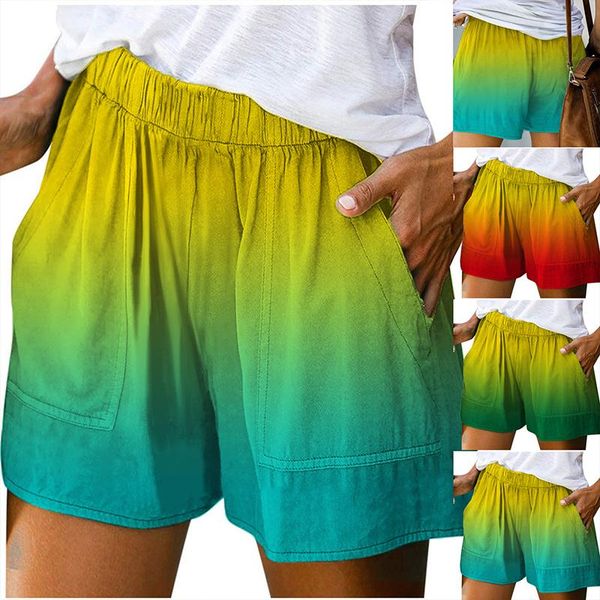women's shorts summer gradient color ladies high-waist elastic waist slim-fit pockets casual straight wide-leg style, White;black
women's shorts summer gradient color ladies high-waist elastic waist slim-fit pockets casual straight wide-leg style, White;black
