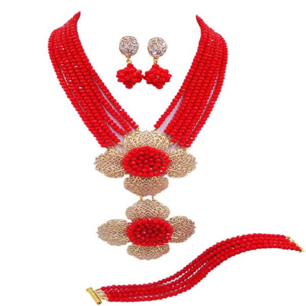 earrings & necklace opaque red african beads jewelry set nigerian, Silver 
earrings & necklace opaque red african beads jewelry set nigerian, Silver