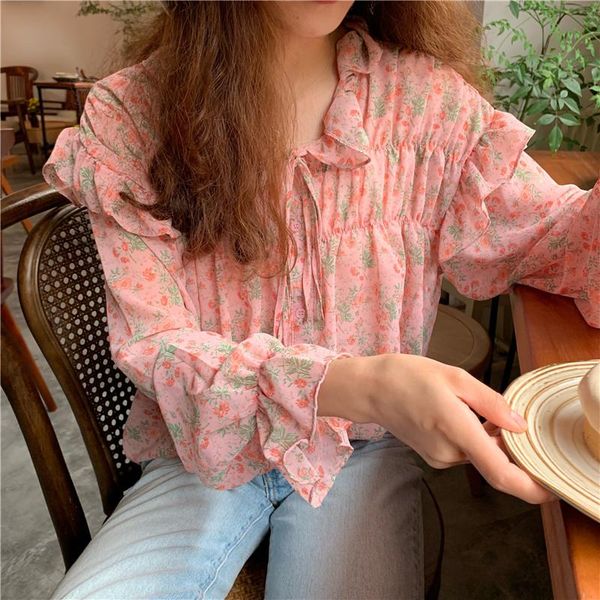 women's blouses & shirts women long sleeve t shirt summer sweet lolita v neck trumpet temperament chiffon ruffled floral h1474, White
women's blouses & shirts women long sleeve t shirt summer sweet lolita v neck trumpet temperament chiffon ruffled floral h1474, White