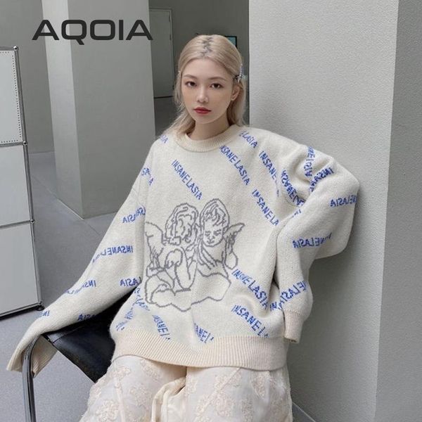 harajuku angel embroidery knit female pullovers y2k long sleeve women's sweater loose oversize woman sweaters plus size clothing, White;black
harajuku angel embroidery knit female pullovers y2k long sleeve women's sweater loose oversize woman sweaters plus size clothing, White;black