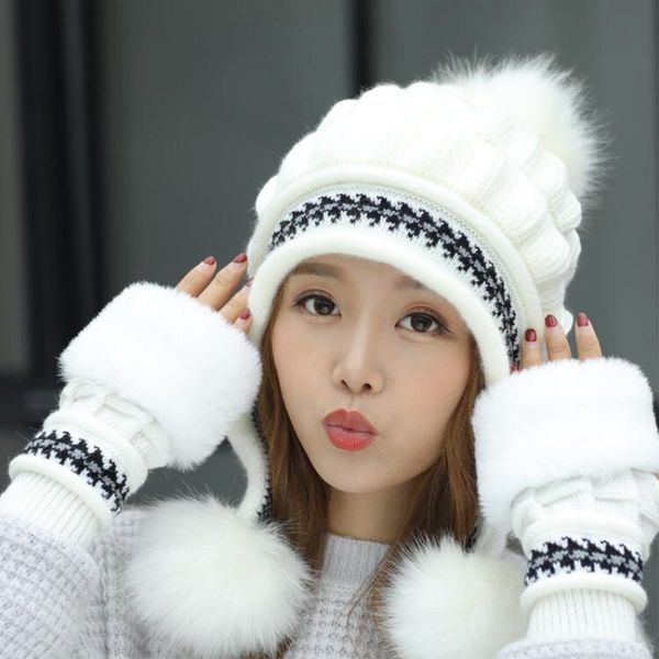 wide brim hats girls thicken ski snow cap fashion fur pompoms winter women beanie female skullies warm gloves + knit hat set by4u, Blue;gray
wide brim hats girls thicken ski snow cap fashion fur pompoms winter women beanie female skullies warm gloves + knit hat set by4u, Blue;gray
