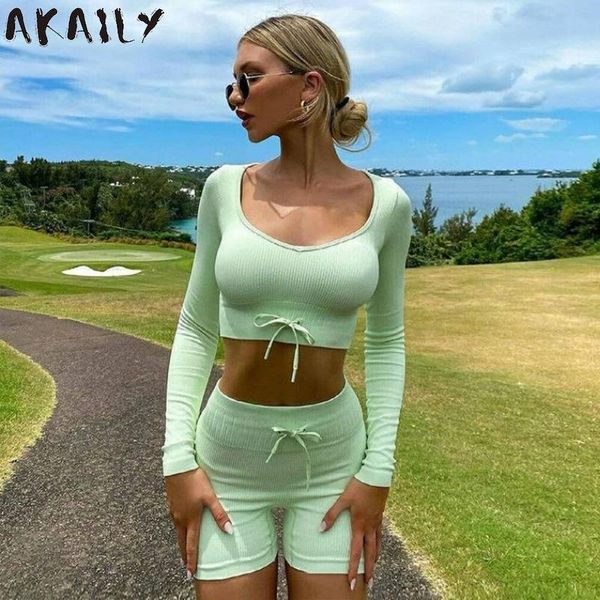 women's tracksuits akaily summer solid tracksuit 2 two piece sets women outfits shorts long sleeve crop bike female matching, Gray
women's tracksuits akaily summer solid tracksuit 2 two piece sets women outfits shorts long sleeve crop bike female matching, Gray