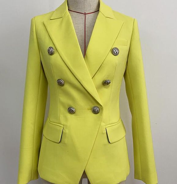 european and american explosion models classic double-breasted lion head buckle slim yellow blazer, White;black
european and american explosion models classic double-breasted lion head buckle slim yellow blazer, White;black