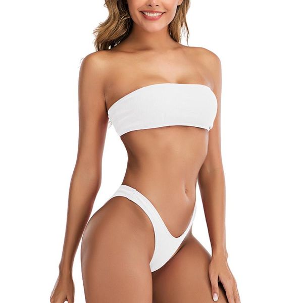 women 2 pieces bikini sets swimsuit strapless bandeau bandage padded tube low waist panty ladies solid beachwear one-piece suits
women 2 pieces bikini sets swimsuit strapless bandeau bandage padded tube low waist panty ladies solid beachwear one-piece suits