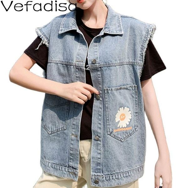 women's vests vefadisa blue floral print denim vest women 2021 autumn fashion sleeveless jacket plus size female coat qyf6173, Black;white
women's vests vefadisa blue floral print denim vest women 2021 autumn fashion sleeveless jacket plus size female coat qyf6173, Black;white