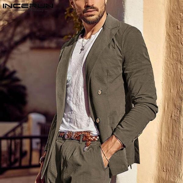 men's suits & blazers stylish blazer long sleeve double-breasted suit all-match simple coats casual streetwear s-5xl 2021 incerun, White;black
men's suits & blazers stylish blazer long sleeve double-breasted suit all-match simple coats casual streetwear s-5xl 2021 incerun, White;black