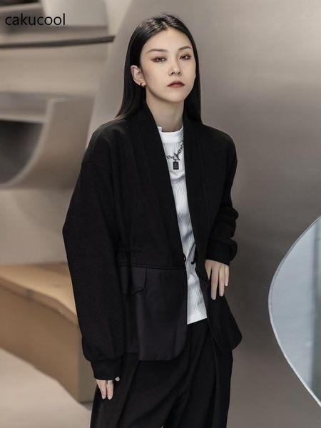 women's jackets cakucoo black rope splicing loose casual jacket women spring and autumn small long-sleeve suit, Black;brown
women's jackets cakucoo black rope splicing loose casual jacket women spring and autumn small long-sleeve suit, Black;brown