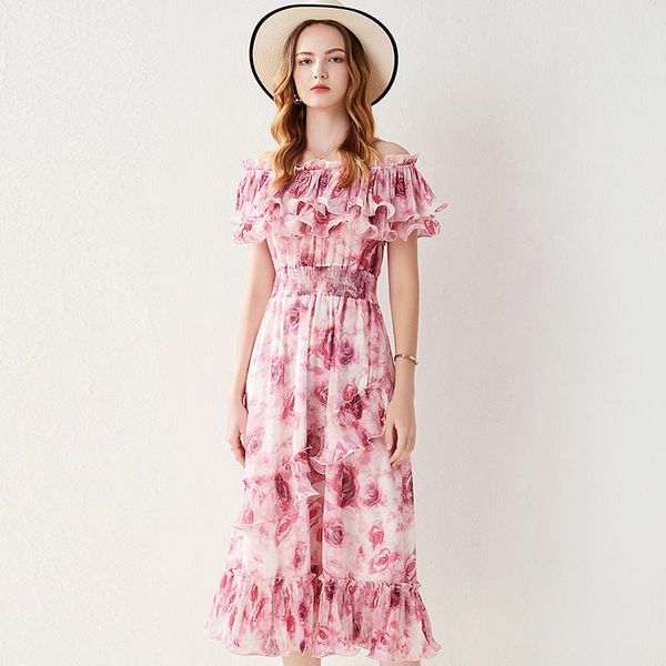 casual dresses runway slash neck ruffles floral print summer dress women brand designers sicilian rose elastic waist midi long robe fem, Black;gray
casual dresses runway slash neck ruffles floral print summer dress women brand designers sicilian rose elastic waist midi long robe fem, Black;gray