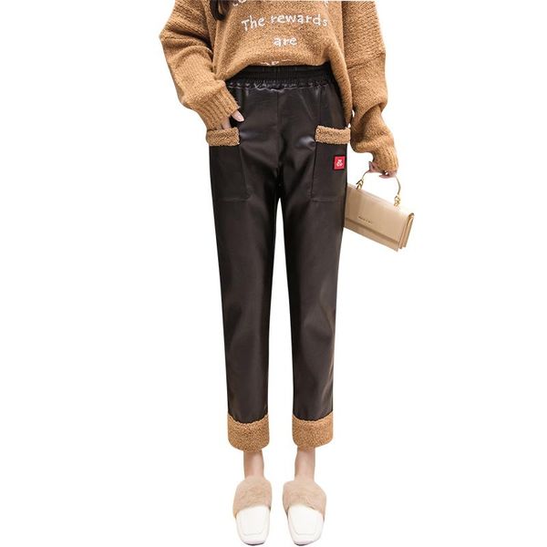 women's pants & capris 17zq 2021 style fashion winter thick pu leather loose elastic waist wearing lamb wool ankle-length 3924, Black;white
women's pants & capris 17zq 2021 style fashion winter thick pu leather loose elastic waist wearing lamb wool ankle-length 3924, Black;white