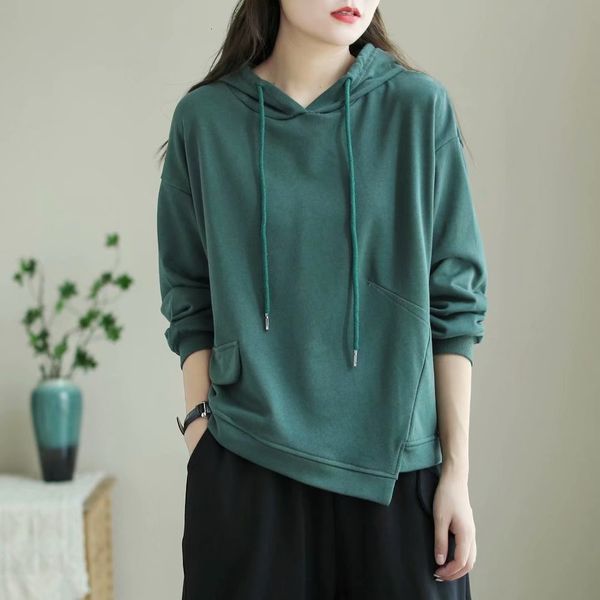 autumn pure cotton hooded pullover jacket, literary and artistic, casual, loose long sleeved women's sweater, Black
autumn pure cotton hooded pullover jacket, literary and artistic, casual, loose long sleeved women's sweater, Black