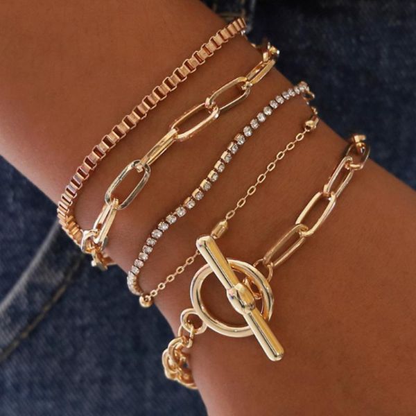 link, chain fashion punk gold crystal thick bracelet female bohemian geometric ot buckle set jewelry girl party gift, Black
link, chain fashion punk gold crystal thick bracelet female bohemian geometric ot buckle set jewelry girl party gift, Black