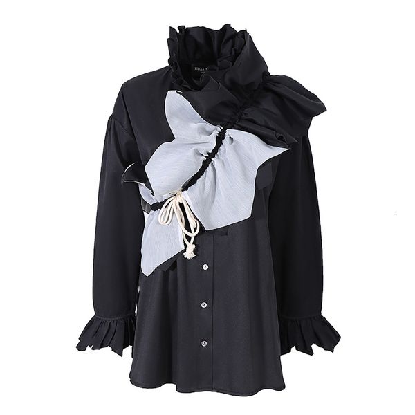 women's blouses & shirts spring new high collar ruffles irregular patchwork woman loose solid color street single breasted cardiga, White
women's blouses & shirts spring new high collar ruffles irregular patchwork woman loose solid color street single breasted cardiga, White