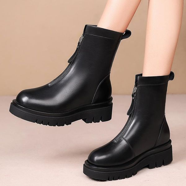boots genuine leather winter wool short cowhide female shoes plus size 42 43 zipper thickening, Black
boots genuine leather winter wool short cowhide female shoes plus size 42 43 zipper thickening, Black