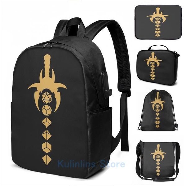 backpack funny graphic print polyhedral dice sword usb charge men school bags women bag travel laptop
backpack funny graphic print polyhedral dice sword usb charge men school bags women bag travel laptop